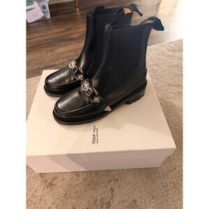 Toga Pulla Embellished Leather Boots Ankle Boots size 40 Black99
